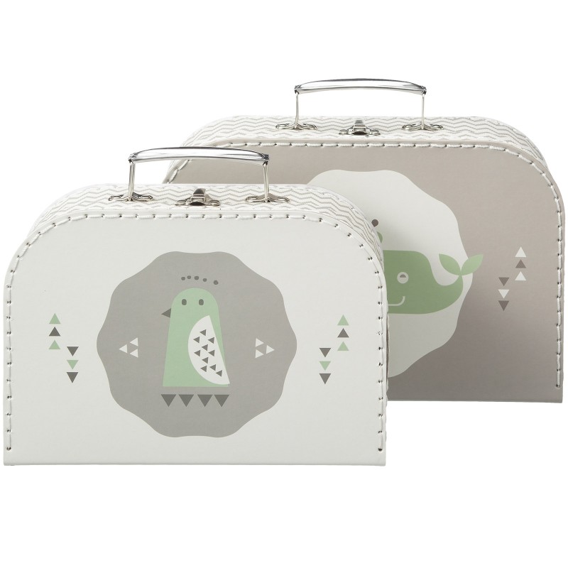 Lot de 2 valisettes décoratives Baleine grise Fresk