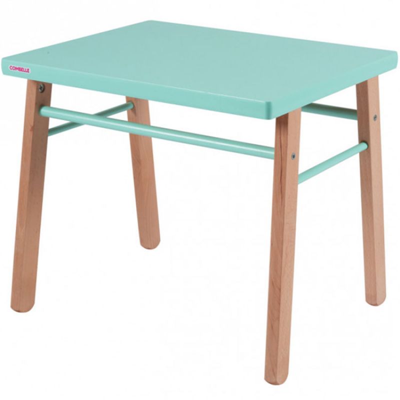 Table enfant en bois Gabriel hybride laquée vert d'eau Combelle Produit 1 grande taille