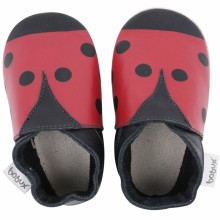 Chaussons en cuir Soft soles rouge et noir (3-9 mois)  par Bobux