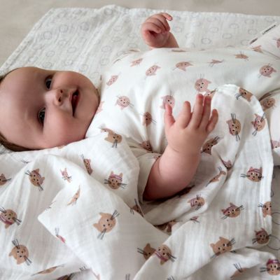 Lot de 3 langes mousseline GOTS Tiny Team Chat (60x60 cm)