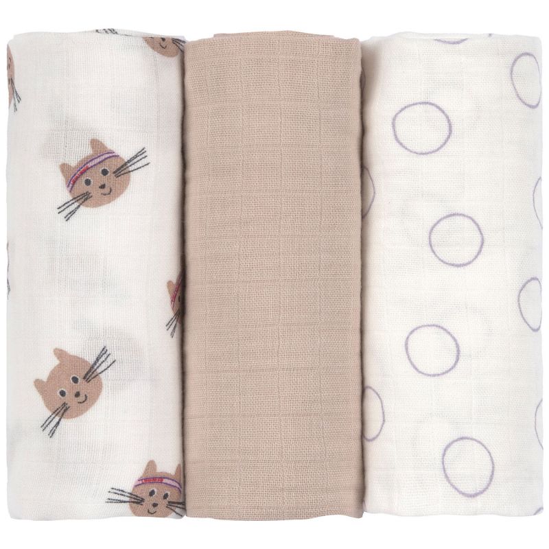 Lot de 3 langes mousseline GOTS Tiny Team Chat (60x60 cm) Lässig Produit 3