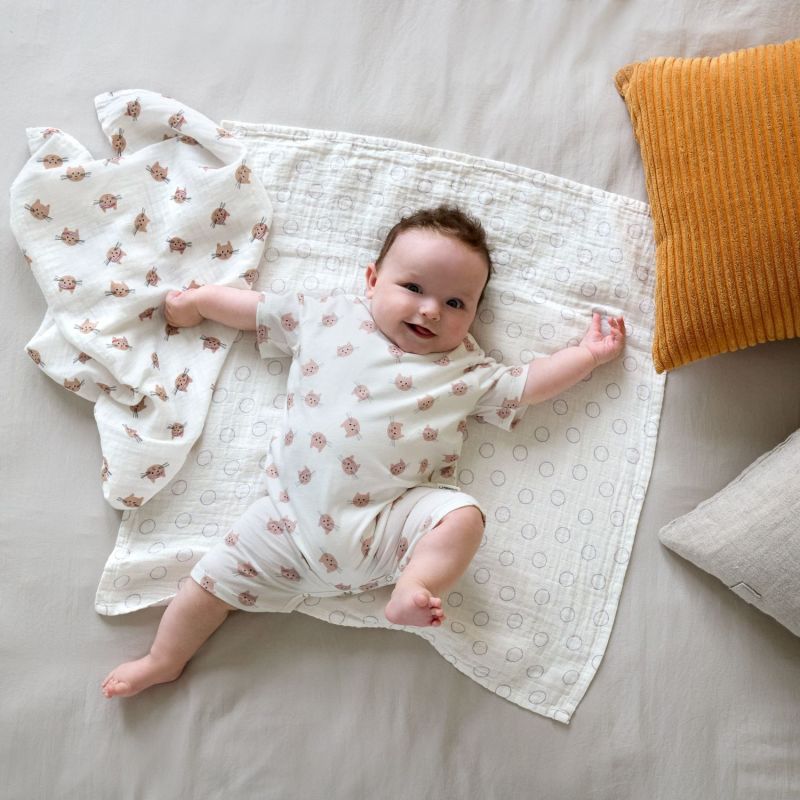 Lot de 3 langes mousseline GOTS Tiny Team Chat (60x60 cm) Lässig Ambiance 9