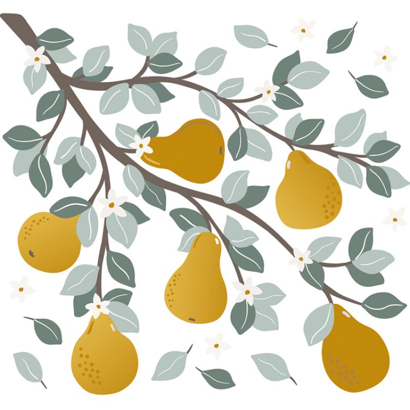 Sticker mural Poires sur branche (54 x 50 cm) Lilipinso