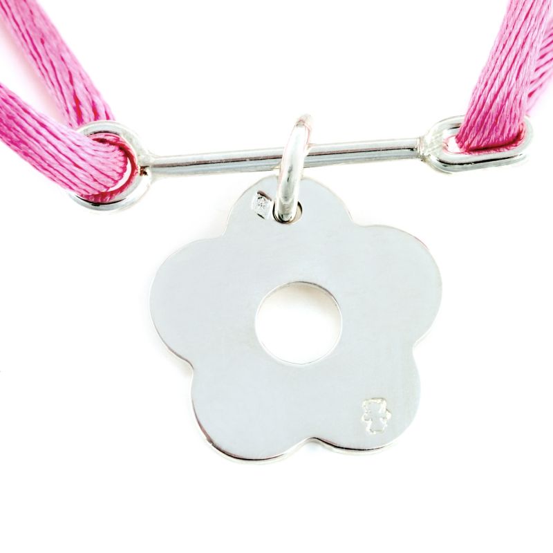 Bracelet cordon balançoire marguerite 1.7 cm  (argent 925°) Loupidou
