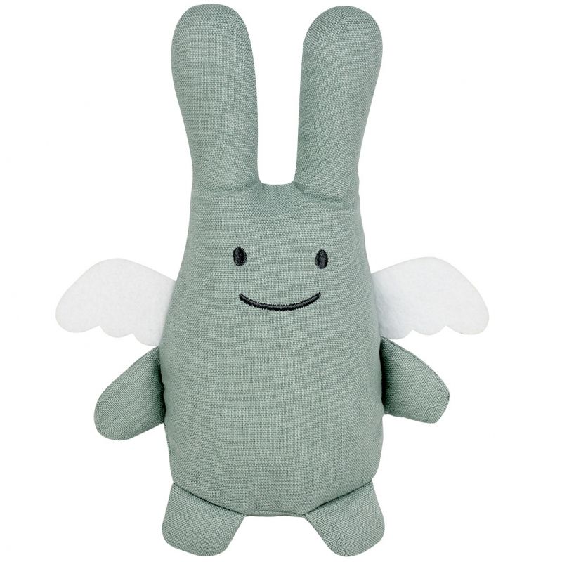 Peluche en lin ange lapin vert céladon + pochette en coton (20 cm) Trousselier Produit 1 grande taille