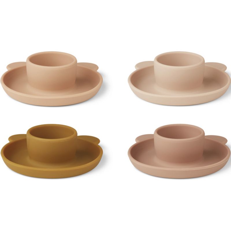 Lot de 4 coquetiers en silicone Janus Mr bear Rose multi mix Liewood