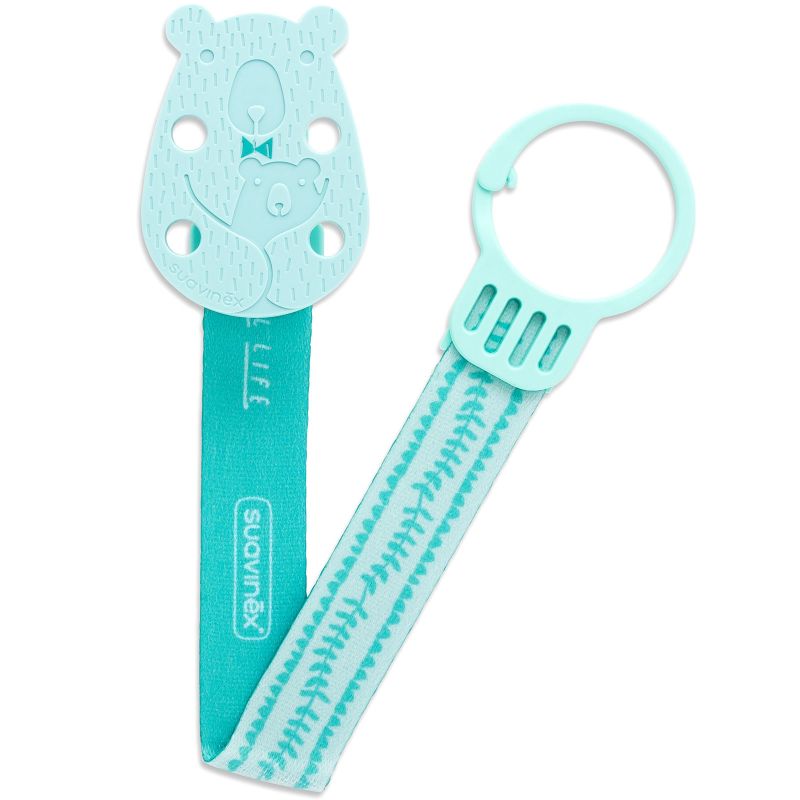 Attache sucette Ours turquoise et vert d'eau Suavinex