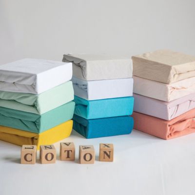 Lot alèse blanc et drap housse vert de gris (60 x 120 cm)