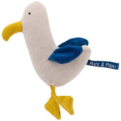 Peluche hochet goéland Marco Puce et Pilou (18 cm)