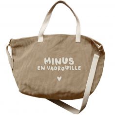 Sac cabas XL velours beige Minus en vadrouille - Zakuw