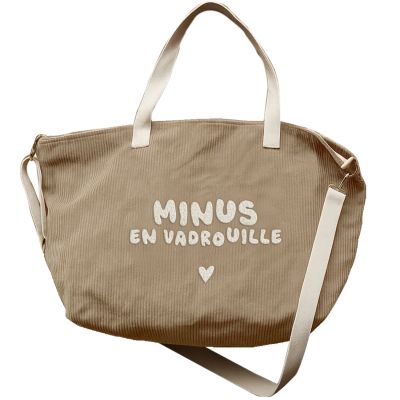 Sac cabas XL velours beige Minus en vadrouille Zakuw