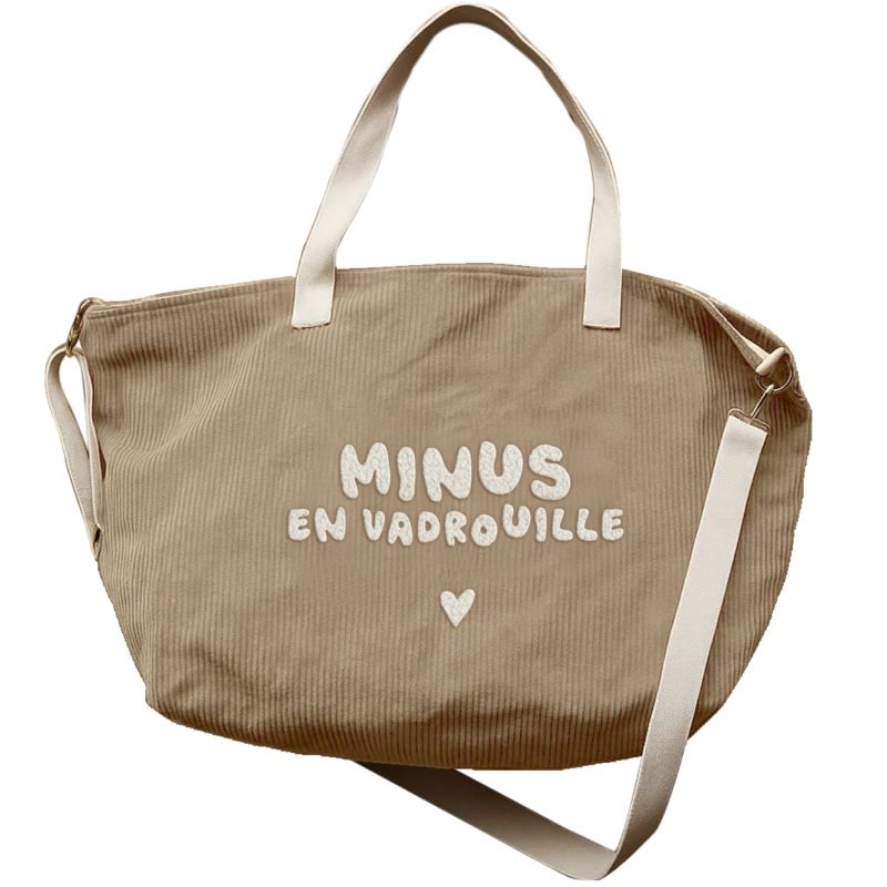 Sac cabas XL velours beige Minus en vadrouille Zakuw Produit 1