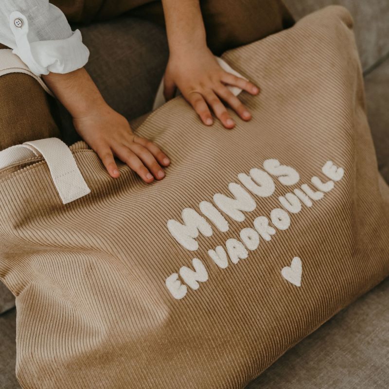 Sac cabas XL velours beige Minus en vadrouille Zakuw Ambiance 3