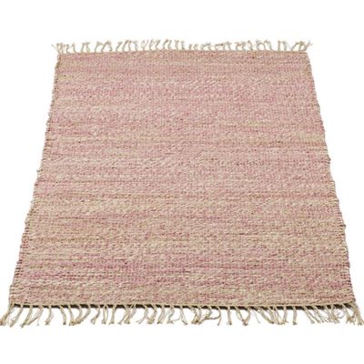 Tapis rectangulaire en jute nature et rose (90 x 180 cm) Kids Depot