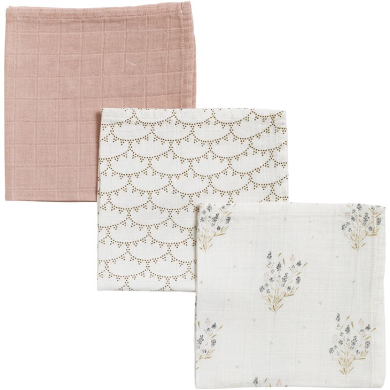 Lot de 3 mini langes Madeleine et Rivoli (36 x 36 cm) Maison Charlotte