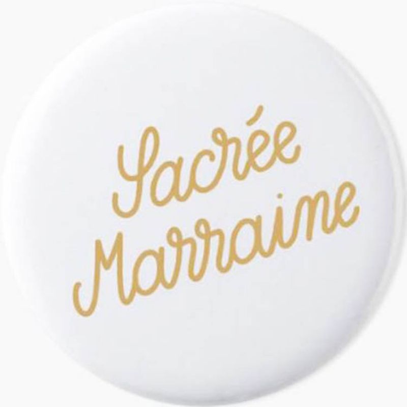 Badge Sacrée marraine Catho Rétro