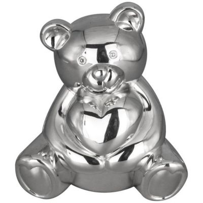 Tirelire ourson personnalisable (métal argenté)