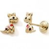 Boucles d'oreilles à vis Dinosaure Fushia-Rose (or jaune 375°) Baby bijoux Produit 1