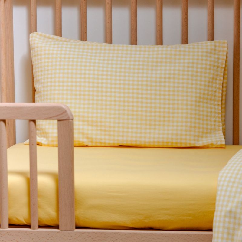 Taie d'oreiller percale de coton Vichy Tournesol (40 x 60 cm) Kadolis Ambiance 4