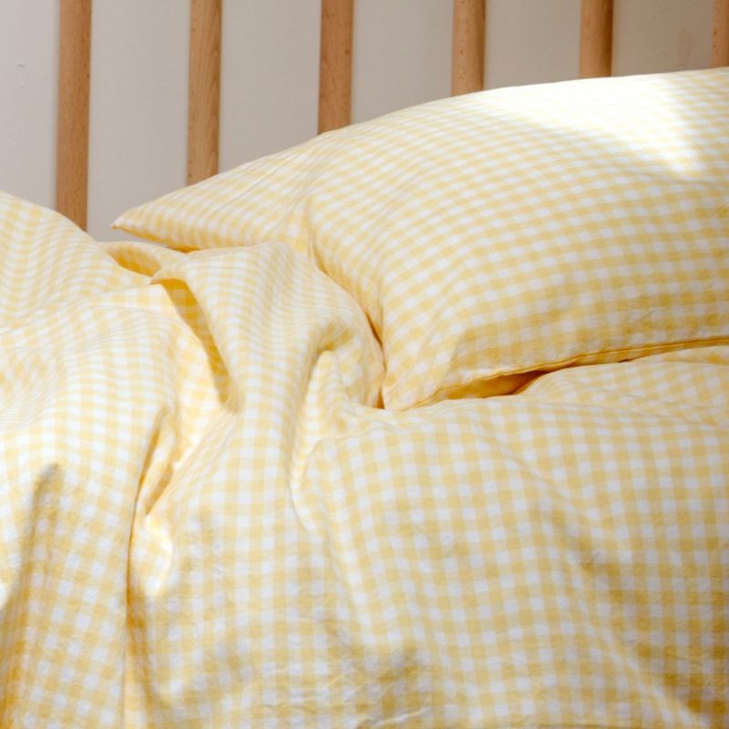 Taie d'oreiller percale de coton Vichy Tournesol (40 x 60 cm) Kadolis Ambiance 5