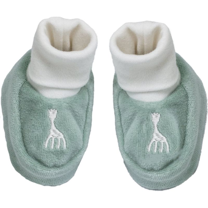 Chaussons en velours olive Sophie la girafe (0-1 mois) Trois Kilos Sept Produit 1 grande taille