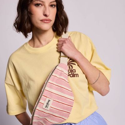 Sac banane Olivia Rayures Larges Rose