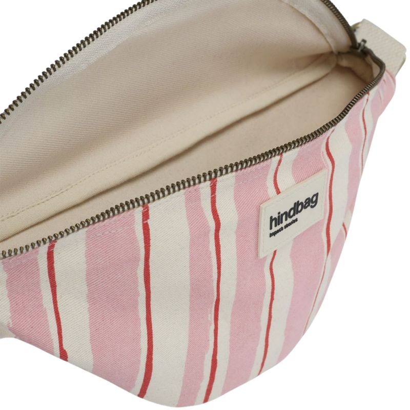 Sac banane Olivia Rayures Larges Rose Hindbag Produit ouvert 4
