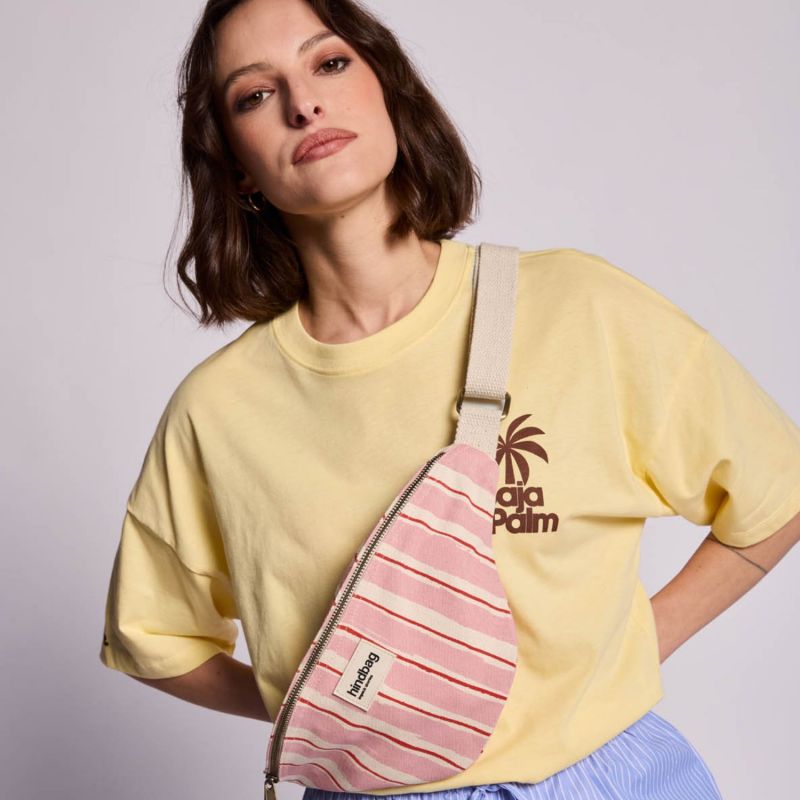 Sac banane Olivia Rayures Larges Rose Hindbag Ambiance 5