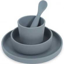Coffret repas en silicone storm grey gris (4 pièces)  par Jollein