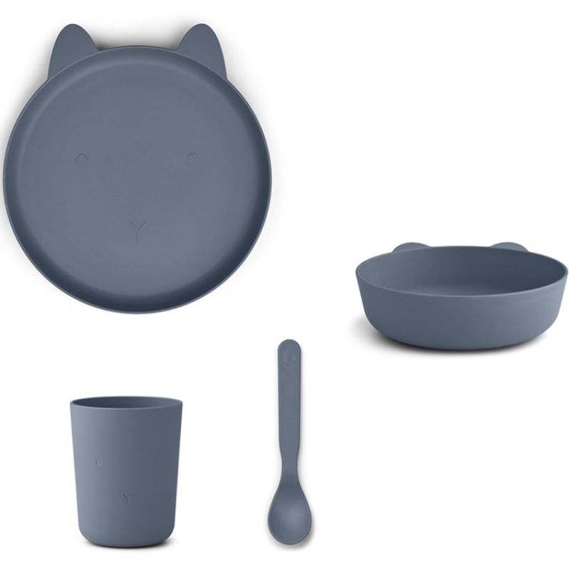 Coffret repas biodégradable Paul lapin bleu foncé (4 pièces) Liewood
