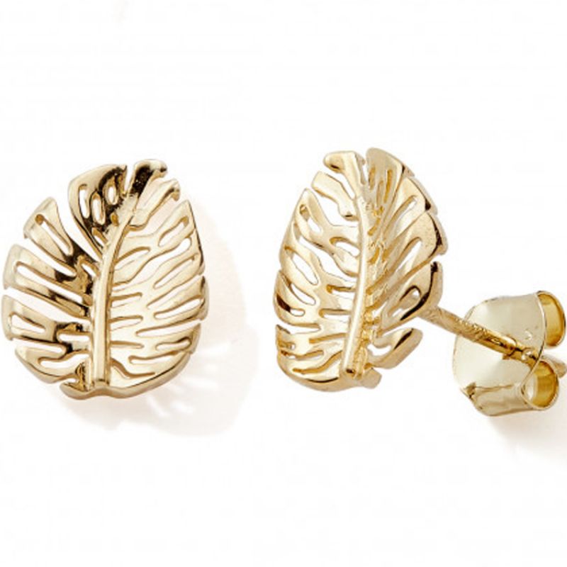 Boucles d'oreilles Monstera (or jaune 375°) Baby bijoux