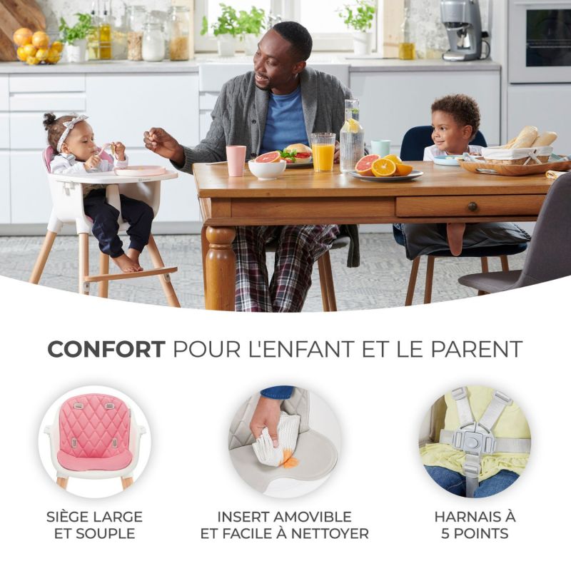 Chaise haute évolutive Sienna Pink Kinderkraft Ambiance 8