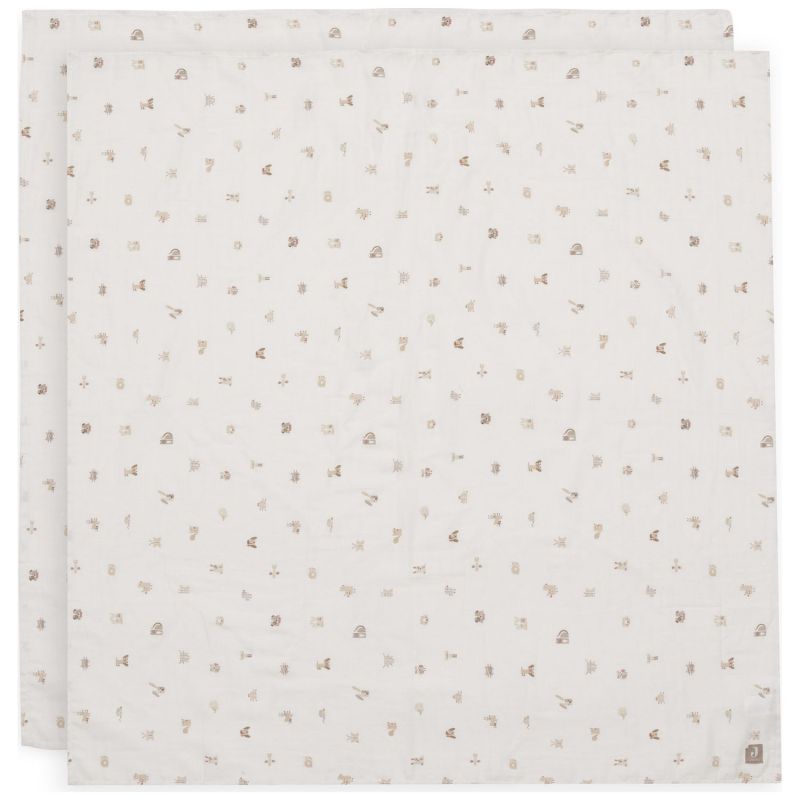 Lot de 2 maxi-langes en coton Animal Friends (115 x 115 cm) Jollein Produit 1