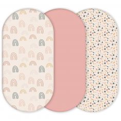 Lot de 3 housses de matelas à langer Rosetta (40 x 80 cm) - Yunioo