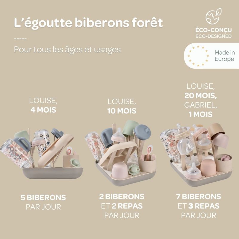 Égoutte biberons Forêt Argile et Gazelle Béaba Ambiance 7