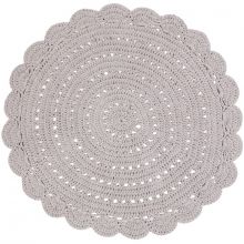 Tapis lavable rond Alma crochet gris lin (120 cm)  par Nattiot