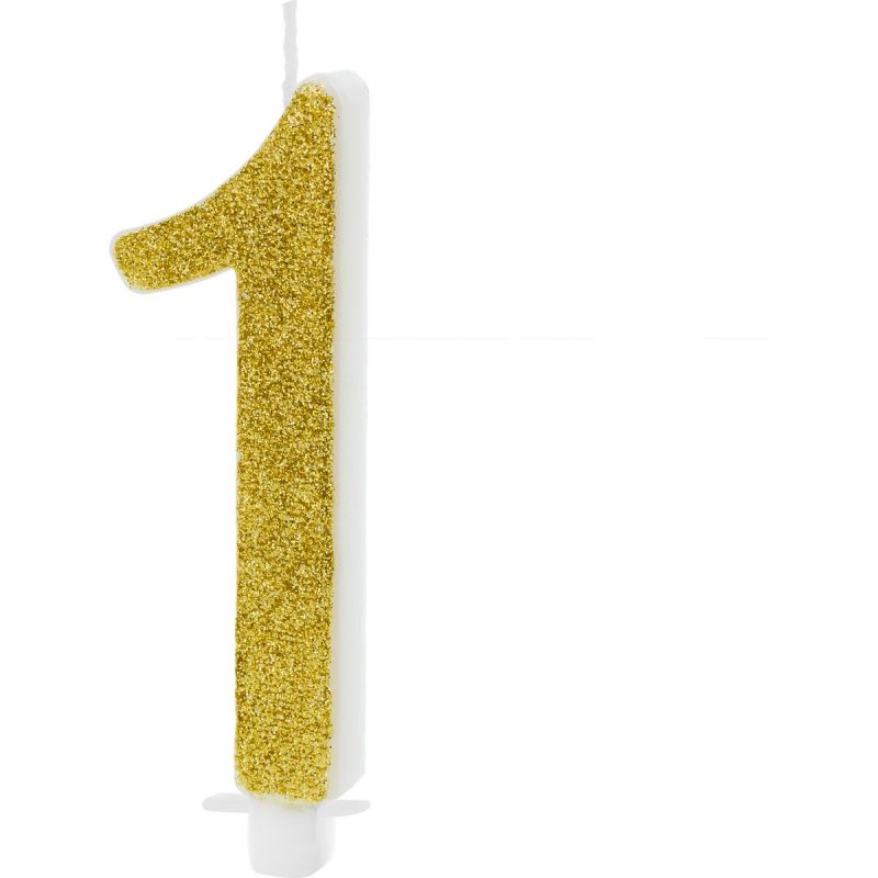 Bougie d'anniversaire Chiffre 1 dorée (10 cm) Party Deco