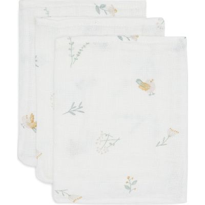 Lot de 3 gants de toilette en gaze de coton Lovely Birds