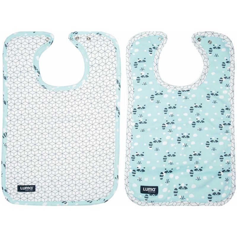 Lot de 2 bavoirs à pression Raton-laveur menthe Luma Babycare