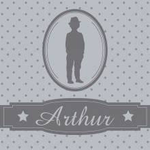 Tableau pois gris Arthur personnalisable (5 motifs)  par Home Corner