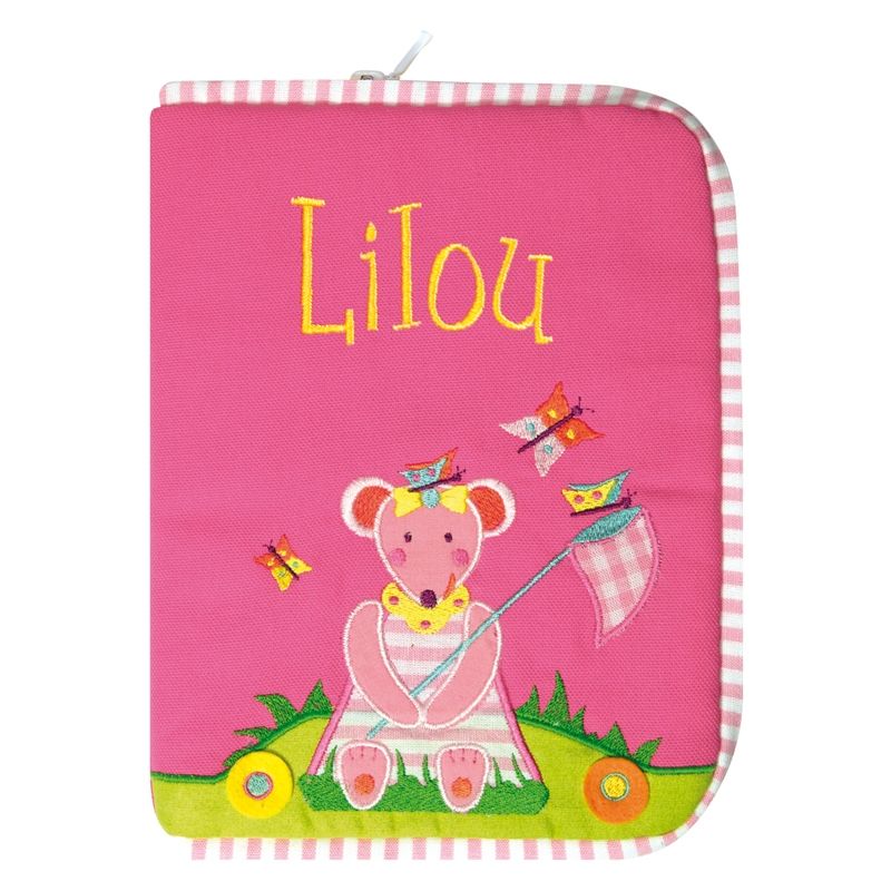 Protège carnet de santé Souricette aux papillons (personnalisable) L'oiseau bateau