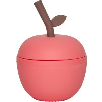Tasse en silicone avec paille Pomme cherry  par OYOY Mini