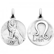 Médaille signe Lion (avec revers) (or blanc 750°)  par Becker