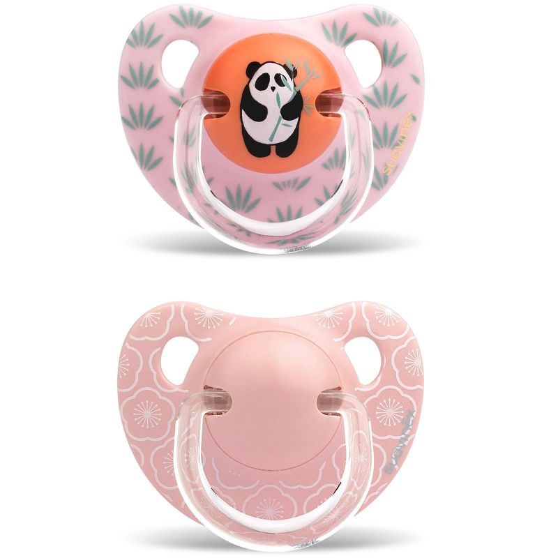 Lot de 2 sucettes physiologiques Panda fleurs roses en silicone fille (6-18 mois)  Suavinex
