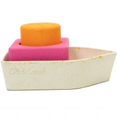 Jouet de bain bateau en caoutchouc orange - Oli & Carol