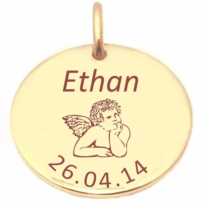 Médaille ange personnalisable (or jaune 750°) Alomi