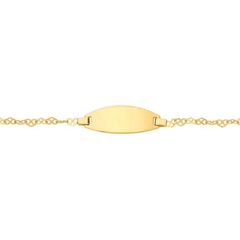 Bracelet gourmette ovale chaîne coeur (or jaune 750°) Berceau magique bijoux