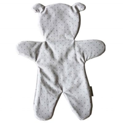Doudou plat ours blanc pois argent (33 cm) Le petit rien