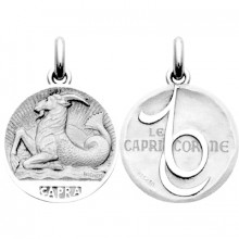 Médaille signe Capricorne (avec revers) (or blanc 750°)  par Becker