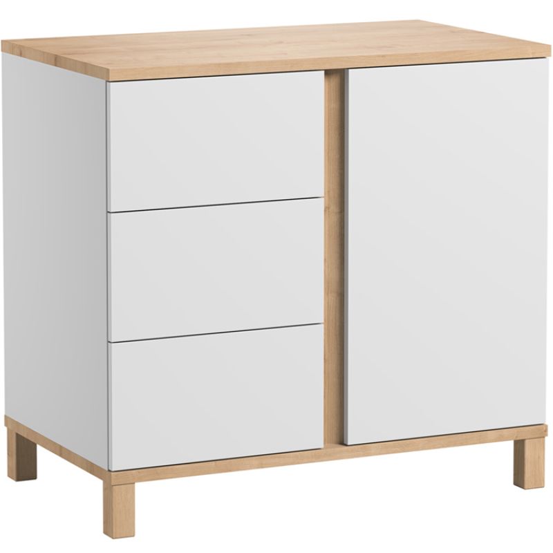 Commode 1 porte, 3 tiroirs Altitude blanc-bois Vox